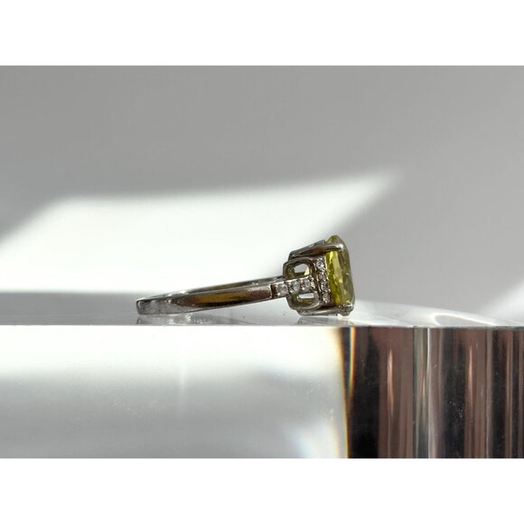 Citrine Semi-Precious Gemstone + CZ Framed 925 Sterling Silver Vintage Ring sz 8 - Picture 13 of 13